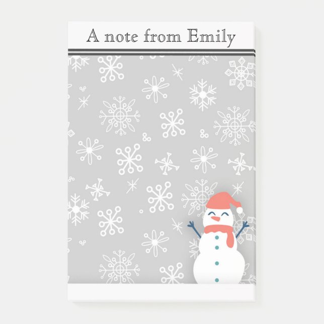 Personalised Winter Snow / Snowman 2 Post it Notes (Front)