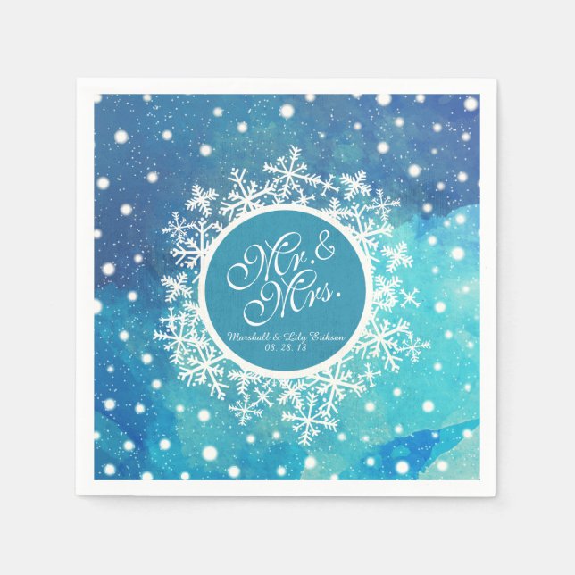 Personalised Winter Snowflakes Wedding | Napkin (Front)