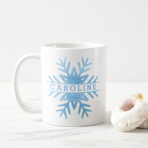 Personalised Winter Watercolor Cute Snowflake Coffee Mug