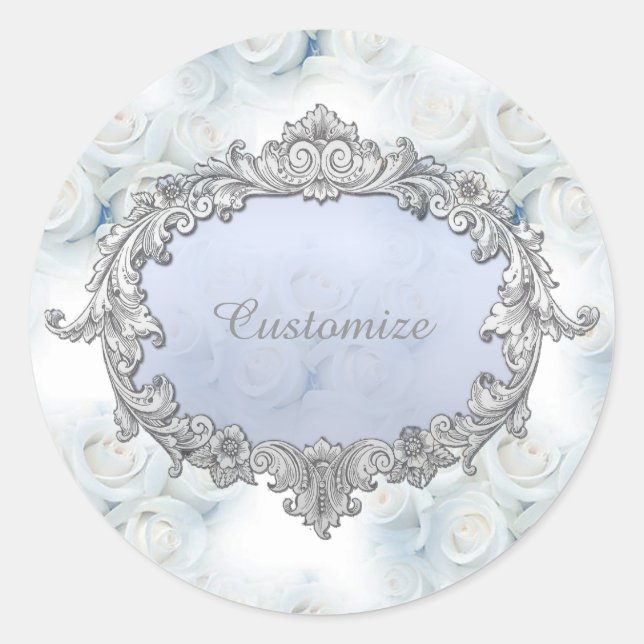 Personalised Winter White Roses Stickers (Front)