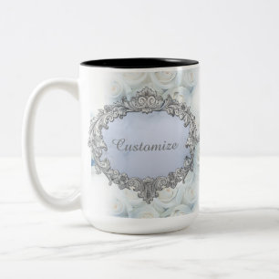 Personalised Winter White Roses Wedding Mug