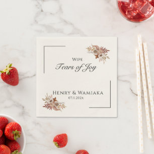 Personalised Wipe Tears of Joy Tears Boho Wedding Napkin