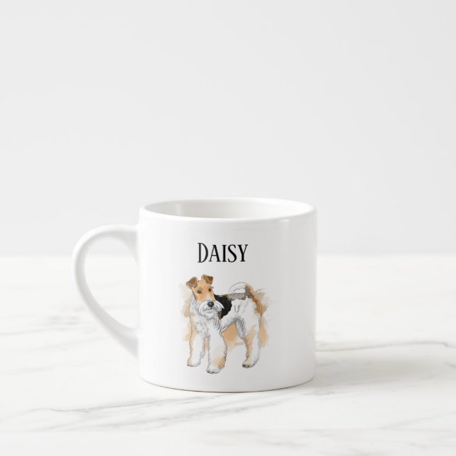 Personalised Wire Fox Terrier Photo Espresso Cup (Left)