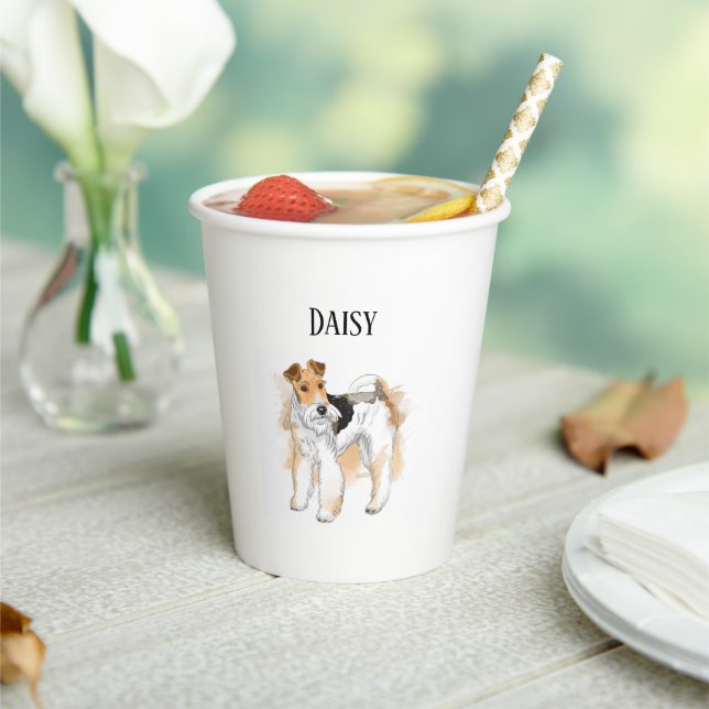 Personalised Wire Fox Terrier Photo Paper Cups (Insitu)