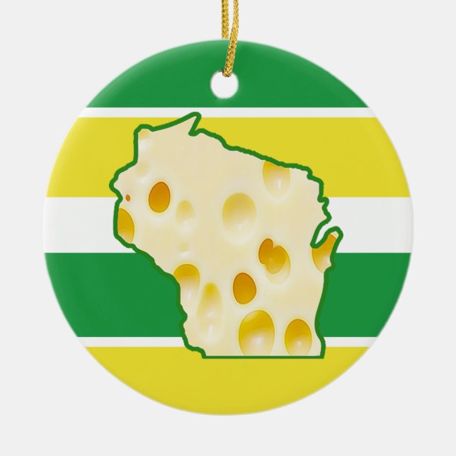 Personalised Wisconsin Cheese Head Funny Christmas Ceramic Ornament (Front)