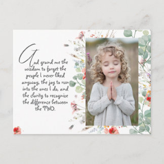 Personalised Wisdom Prayer with Photo, Name. .   Postcard