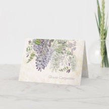 Personalised Wisteria Vine Floral Pastels Card