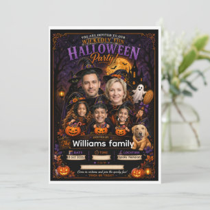Personalised Witch Hat Halloween Family Custom F Invitation