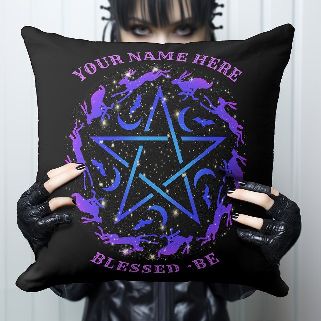 Personalised Witchcraft Hare Pentagram Gothic Cushion (Creator Uploaded)