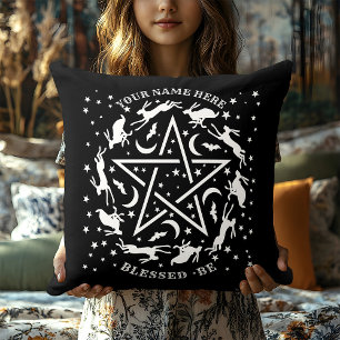 Personalised Witchcraft Hare Pentagram Gothic Cushion