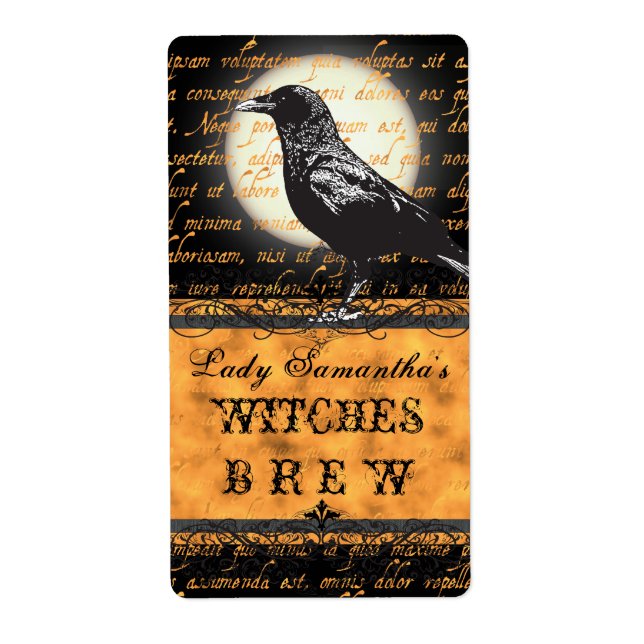 Personalised Witches Brew Halloween Bottle Label (Front)