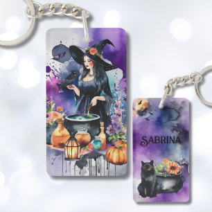 Personalised Witches Spell Watercolor Key Ring