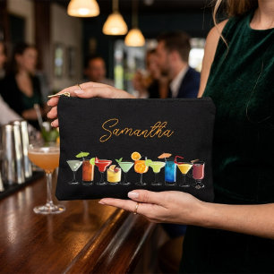 Personalised with Hand-Drawn Colourful Cocktails Accessory Pouch