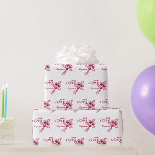 Personalised "With L❤️VE" Red Roses Wrapping Paper