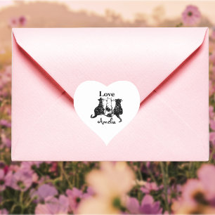 Personalised With Love Cat Heart Sticker
