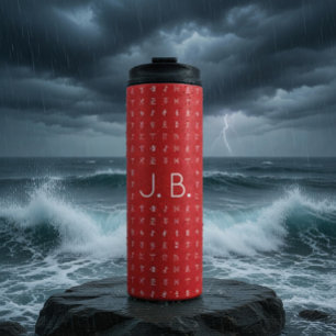 Personalised with Monogram & Runic Symbols Thermal Tumbler