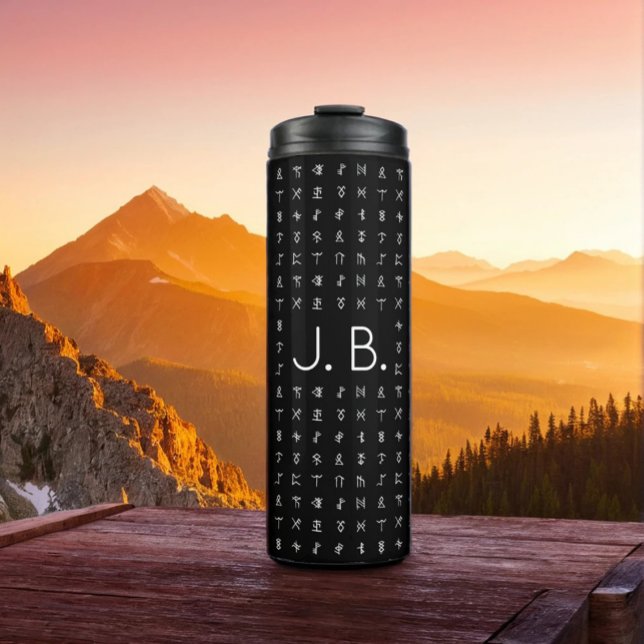 Personalised with Monogram & Runic Symbols Thermal Tumbler (Creator Uploaded)