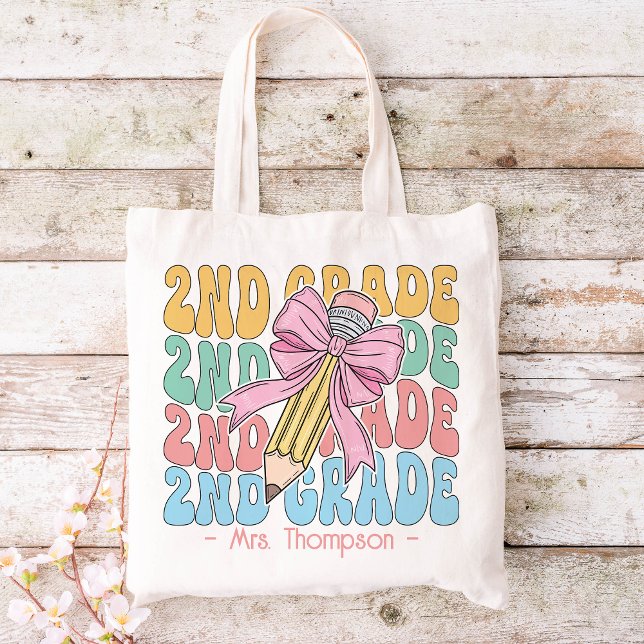 Personalised With Name 2nd Grade Teacher Custom Tote Bag (Creator Uploaded)