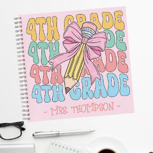 Personalised With Name 4th Grade Teacher Custom Notebook
