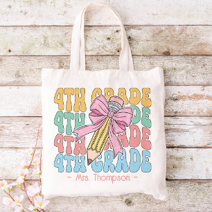 Personalised With Name 4th Grade Teacher Custom Tote Bag