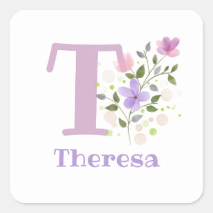 Personalised with Name and First Initial. Square Sticker