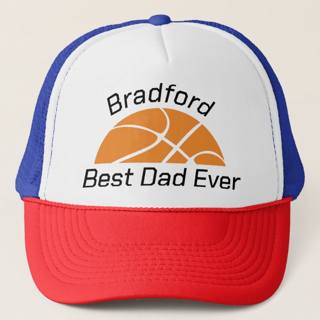 Personalised with name Basketball Best Dad Ever Trucker Hat (Front)