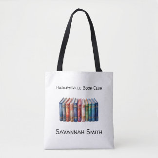 Personalised with Name Book Club with Books Tote Bag