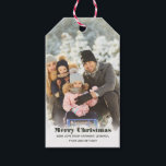 Personalised with Name Custom Photo Christmas Gift Tags<br><div class="desc">Add a special touch to Christmas gifts with these personalised photo gift tags. They're ready to be customised with your own photo in a vertical or portrait orientation with your custom greeting along with names or other text below in dark olive green lettering against a white background.</div>