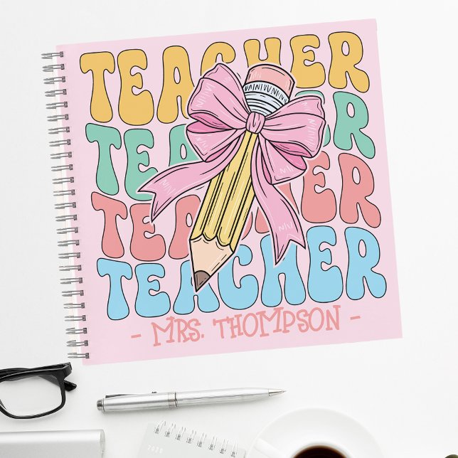 Personalised With Name Cute Pink Teacher Custom Notebook (Creator Uploaded)