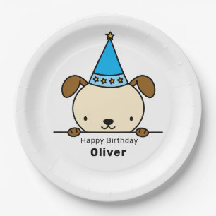 Personalised with Name dog birthday Paper Plate