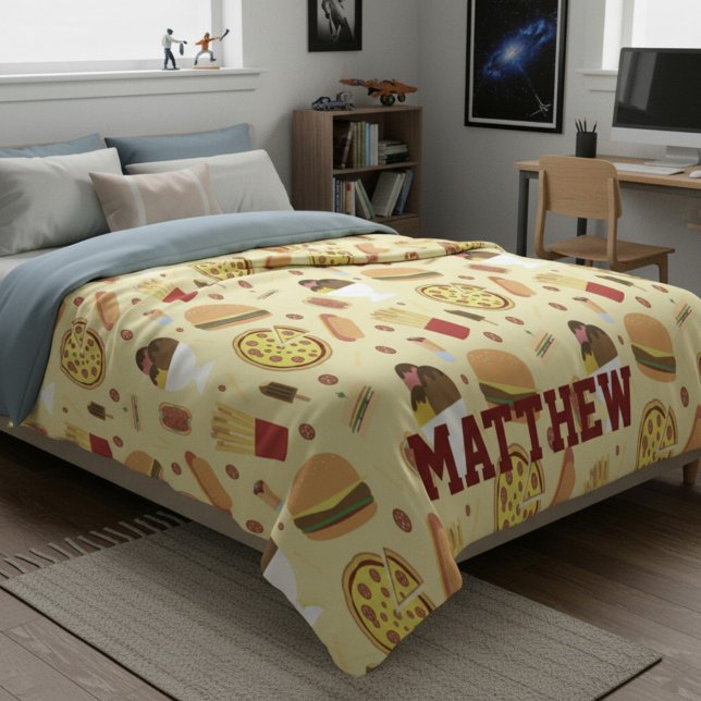 Personalised with Name Fast Food Fleece Blanket (Creator Uploaded)