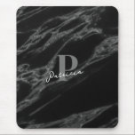 Personalised with Name Initial Marble Black  Mouse Pad<br><div class="desc">Custom with first name and initial marble black with grey mouse pad. The design creates a timeless look that is both modern, luxe stylish. Treat yourself or surprise someone special with this mousepad. A text template is included to personalise with name and initial, monogram, or other desired text to create...</div>