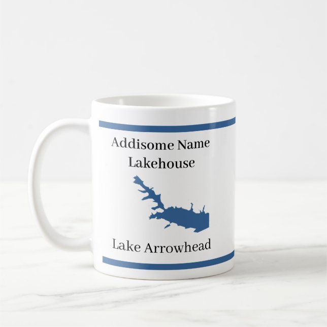 Personalised with name Lake Arrowhead Map Coffee Mug (Left)