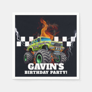 Personalised With Name Retro Monster Truck Napkin
