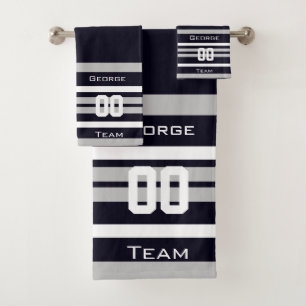 Personalised with name,#, team, sports fan Team Bath Towel Set