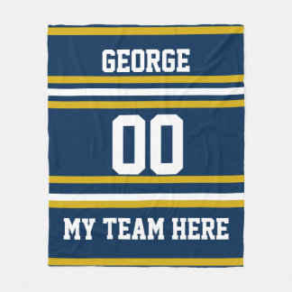 Personalised with name,#, team, sports fan Team Fleece Blanket
