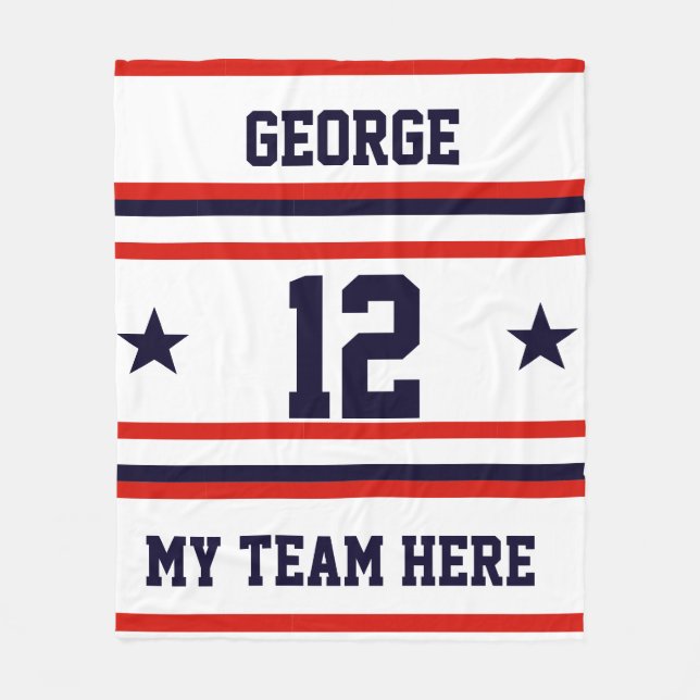Personalised with name,#, team, sports fan Team Fleece Blanket (Front)