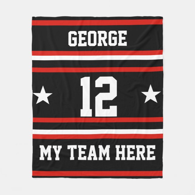 Personalised with name,#, team, sports fan Team Fleece Blanket (Front)