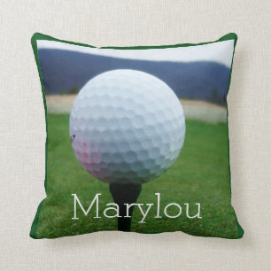 Personalised with Name white golf ball Cushion
