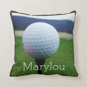 Personalised with Name white golf ball Cushion