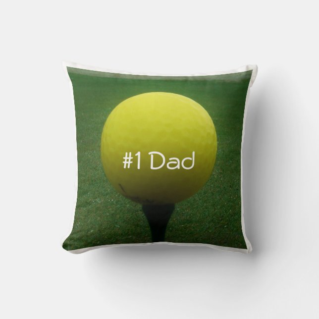 Personalised with Name Yellow golf ball Cushion (Front)
