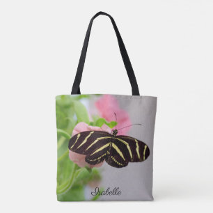 Personalised with Name Zebra Longwing Butterfly Tote Bag