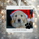 Personalised With Photo Dog's First Christmas Metal Tree Decoration<br><div class="desc">Celebrate your furry friend's holiday debut with the Personalised With Photo Dog's First Christmas Metal Ornament. This charming ornament is designed to capture your puppy’s first Christmas with a customised photo and a festive touch. Whether it’s a candid moment of your dog playing in the snow or lounging by the...</div>