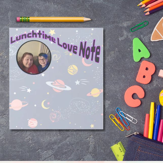 Personalised with photo lunchbox love note notepad (Personalized back to school lunchbox love note  )