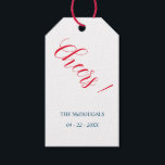 Personalised with Red Cheer Gift Tags<br><div class="desc">Personalised with Red Cheer Gift Tags These florist-centred colours and script wedding welcome gift tags are perfect for your simple classic modern boho wedding. This design features delicate and elegant romantic handwritten-like calligraphy with shabby chic typography. This look pairs well with any wedding script and all fou seasons: spring, summer,...</div>