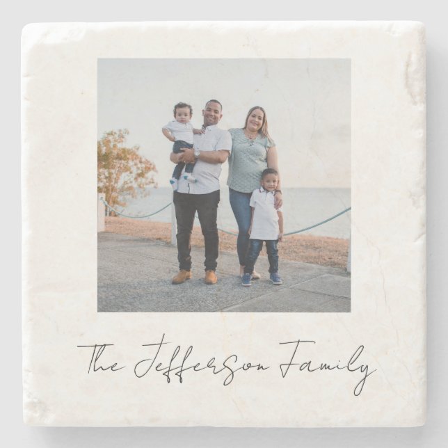 Personalised With Text Instagram Style Photo Stone Coaster (Front)