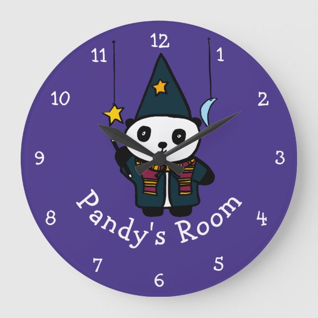 Personalised Wizard Pandy the Panda Large Clock (Front)
