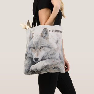 Personalised Wolf Tote Bag – Custom Name Gift