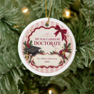 Personalised Woman Doctorate Graduation PhD Gift Ceramic Ornament