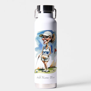 Personalised Woman Golfer Vacuum Insulated Bottle